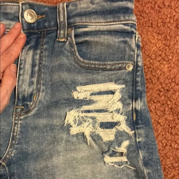 American Eagle Outfitters Blue Jean Shorts with Distressed Vintage Look - Picture 3 of 9